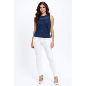 Princess Vera Wang LACE Shirt Blue Sleeveless Top Blouse WOMEN'S WOMAN'S SMALL